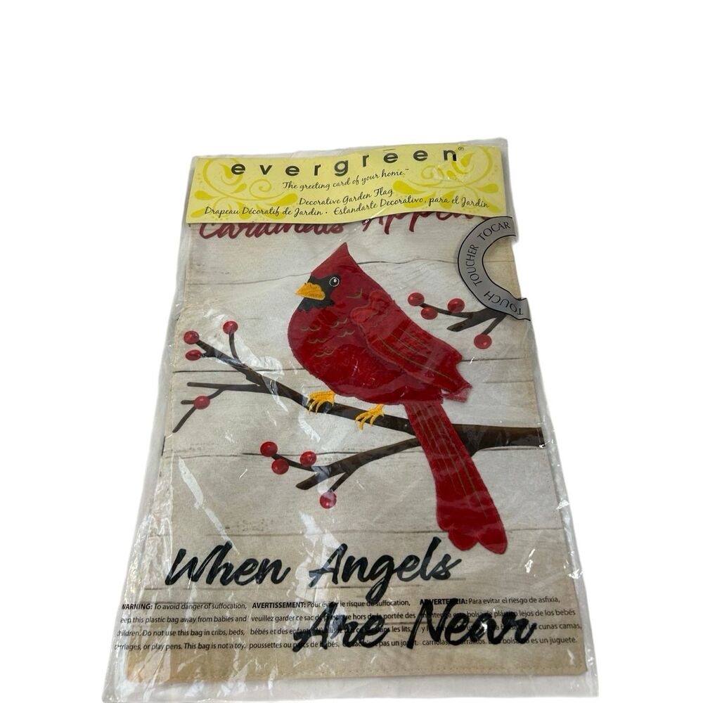 Evergreen 19x12" Cardinal Flag "When Angles are Near"‎ Linen blend new
